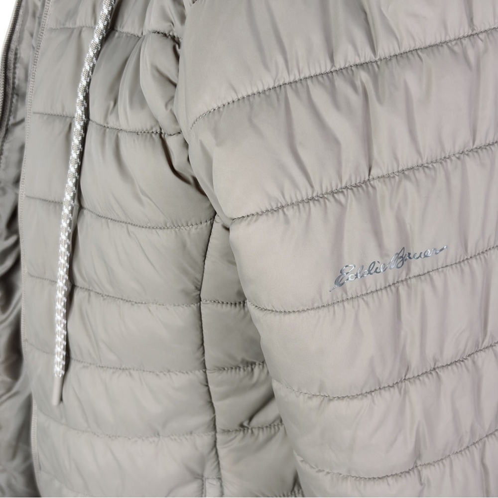 Eddie Bauer Taupe Puffer Coat sz S * Neutral Parka Packable Travel Jacket - Picture 9 of 13